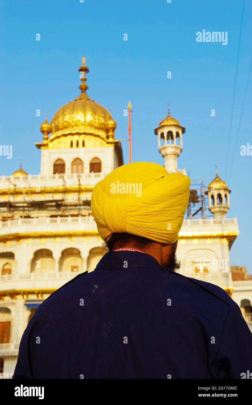 Indien, Penjab, Amritsar, Harmandir Sahib (Goldener Tempel), spirituelles und kulturelles Zentrum der Sikh Religion Stockfoto