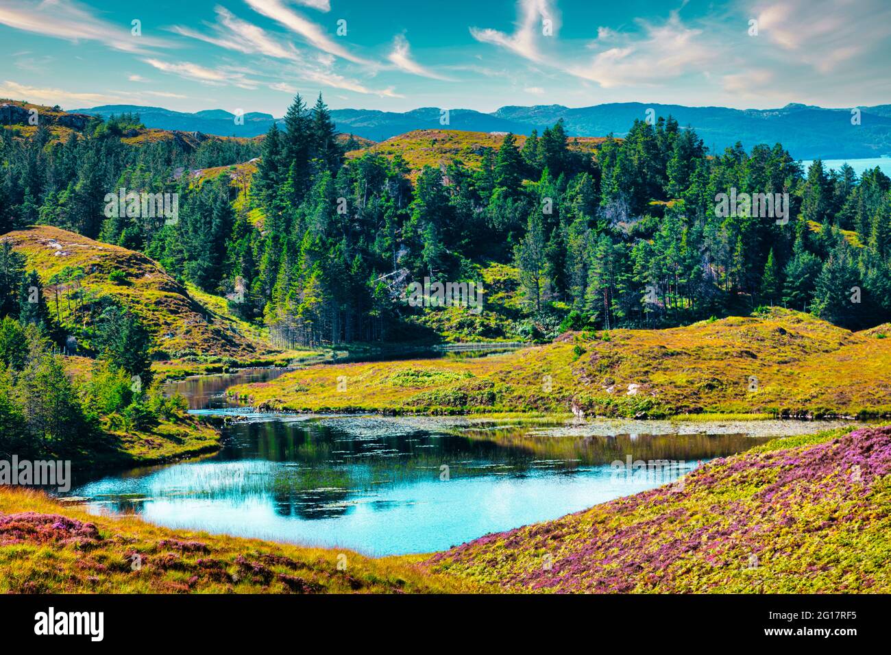 Blick von der Kylesku Bridge, Drochaid A' Chaolais Chumhaing, Loch A' Chàirn Bhàin, Assynt an der malerischen Nordküste 500, Sutherland, Schottland Stockfoto