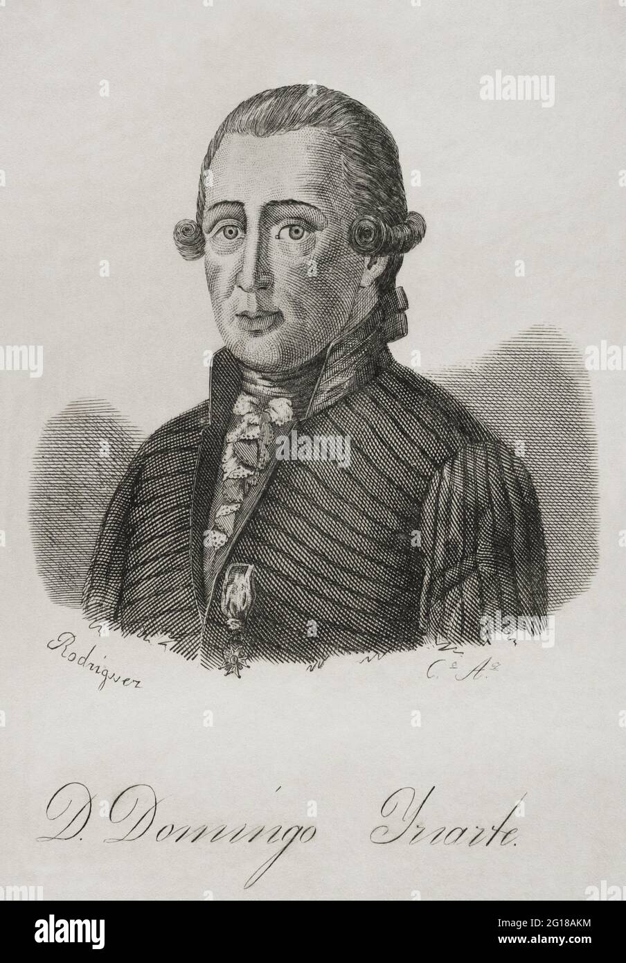 Domingo de Iriarte (1747-1795). Spanischer Diplomat. Hochformat. Gravur. Historia del Levantamiento, guerra y Revolución de España am Conde de Toreno. Madrid, 1851. Stockfoto