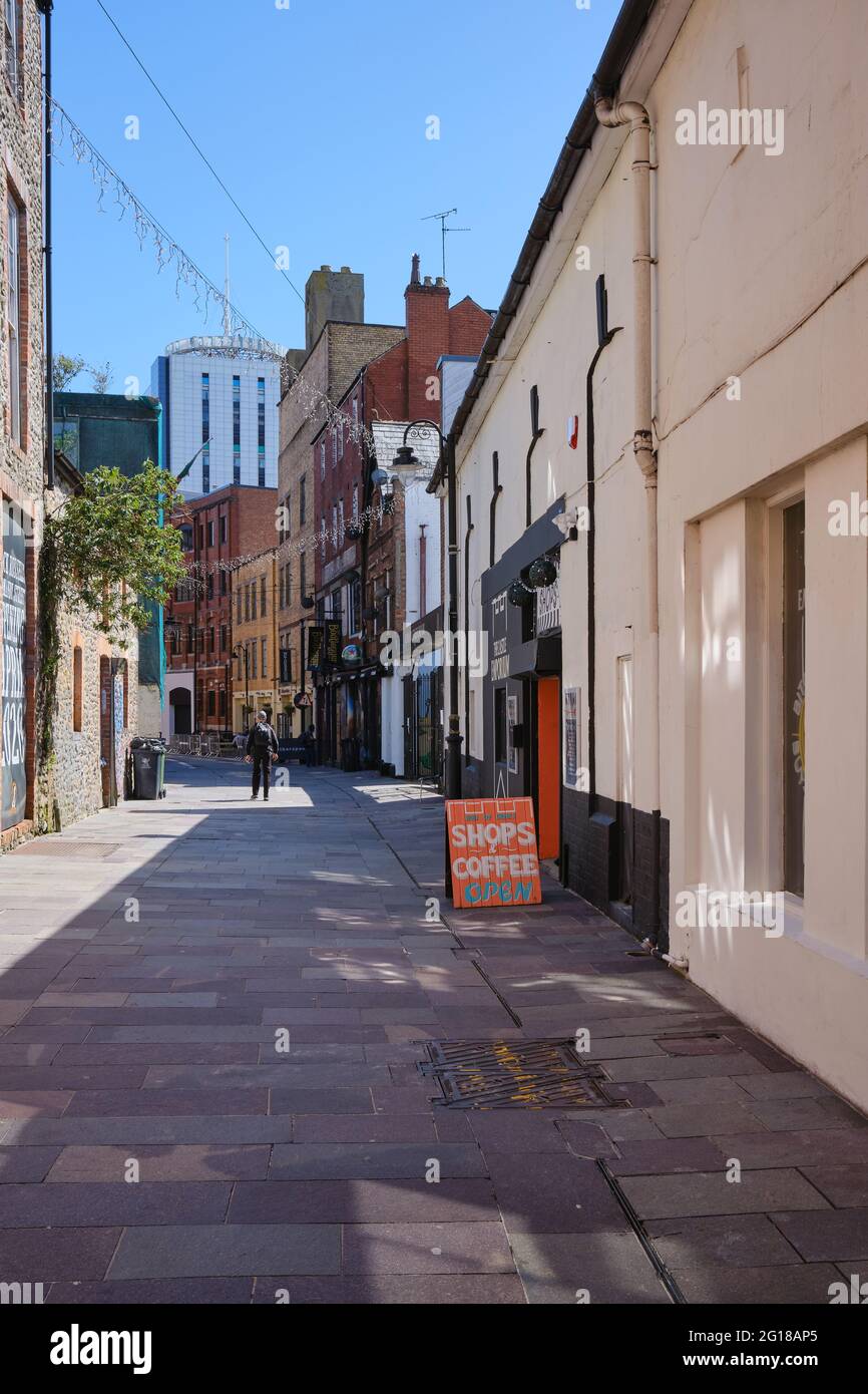 Womanby Street in Cardiff, Wales Stockfoto