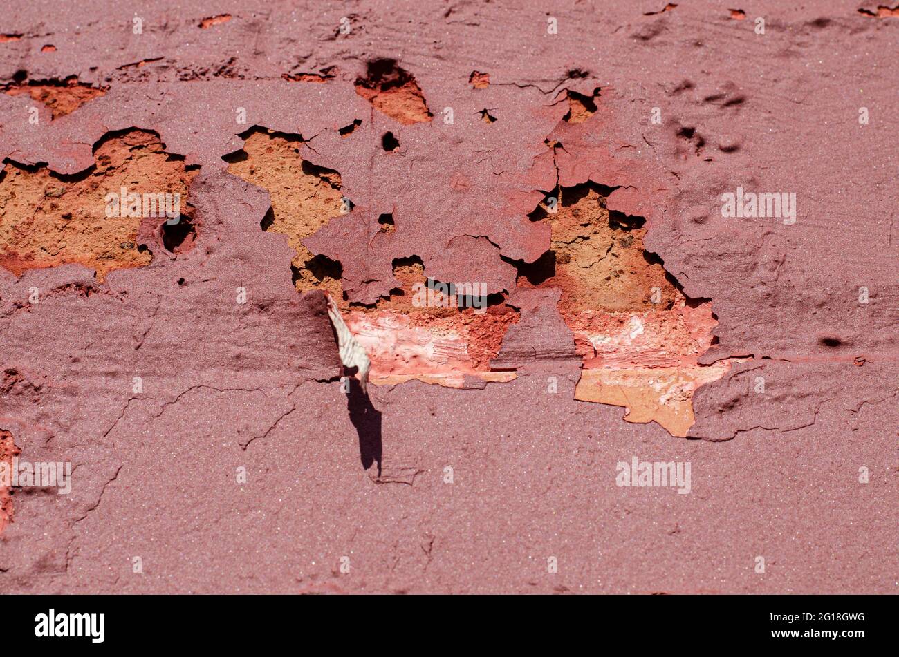 Abstrakte Retro-Zementwand, Farbe blättert ab, alter, Vintage-Wandhintergrund Stockfoto