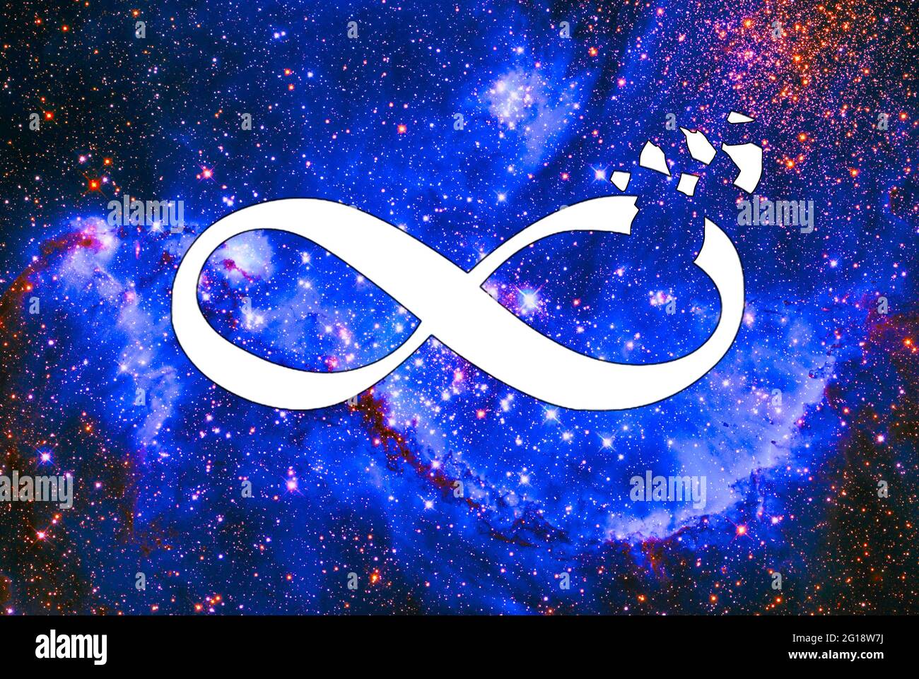 Gebrochenes Unendlichkeits-Symbol, Illustration Stockfoto