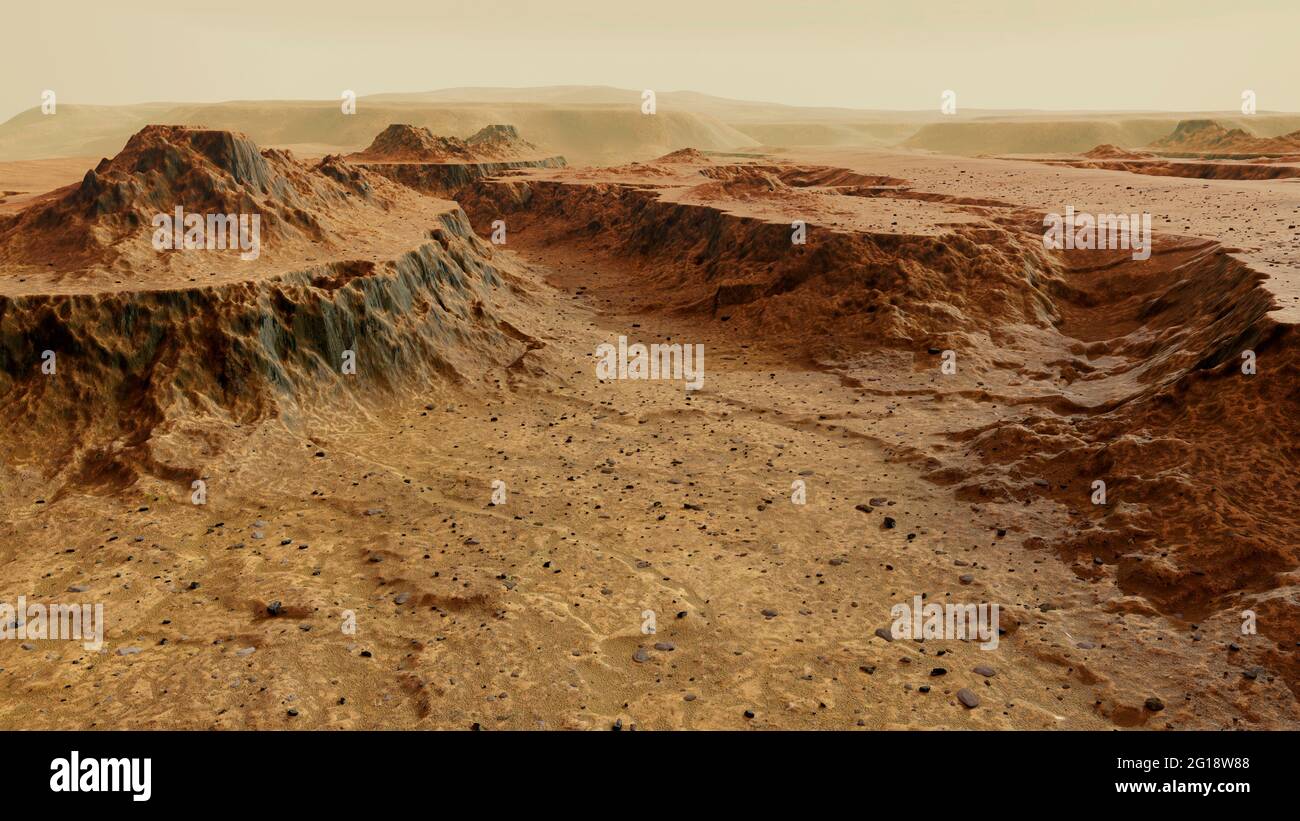 Luftaufnahme der Mars-Landschaft Stockfoto
