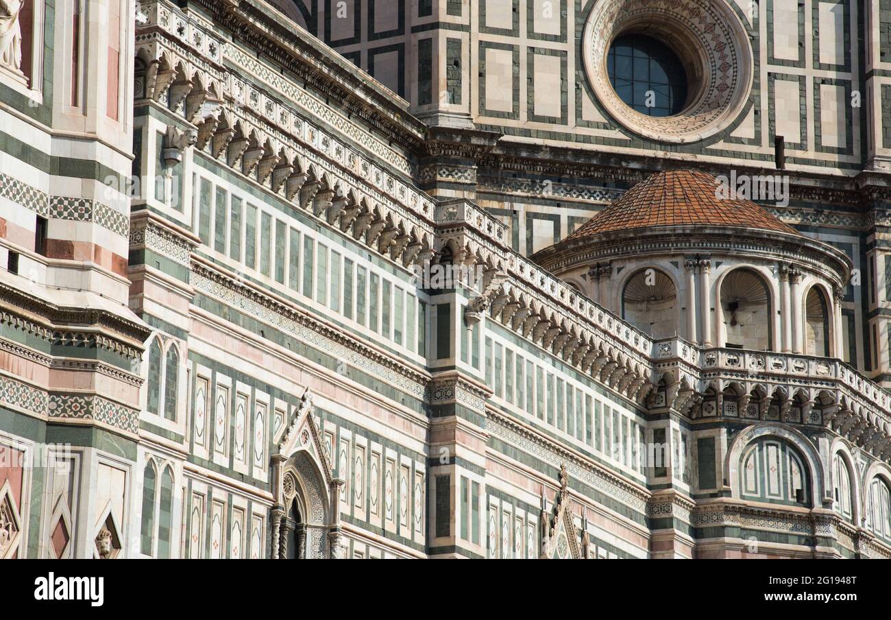 Architektonische Details der Kathedrale Santa Maria del Fiore Kathedrale von Florenz. Italien Europa Stockfoto