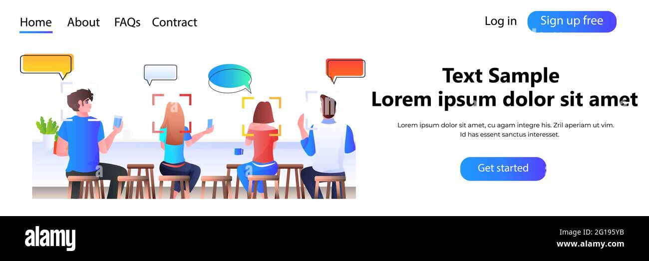 Erkennung und Identifizierung von Geschäftsleuten Gesichtserkennungssystem KI analysiert Big-Data-Konzept Stock Vektor