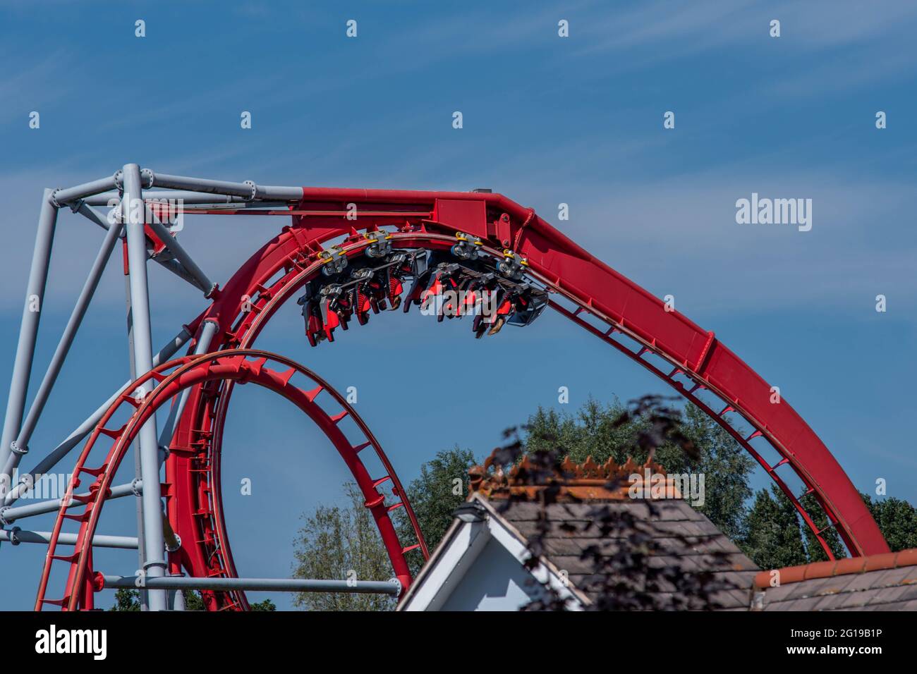 Die nun entfernte G Force GForce Rollercoaster im Drayton Manor Theme Park Tamworth Stockfoto
