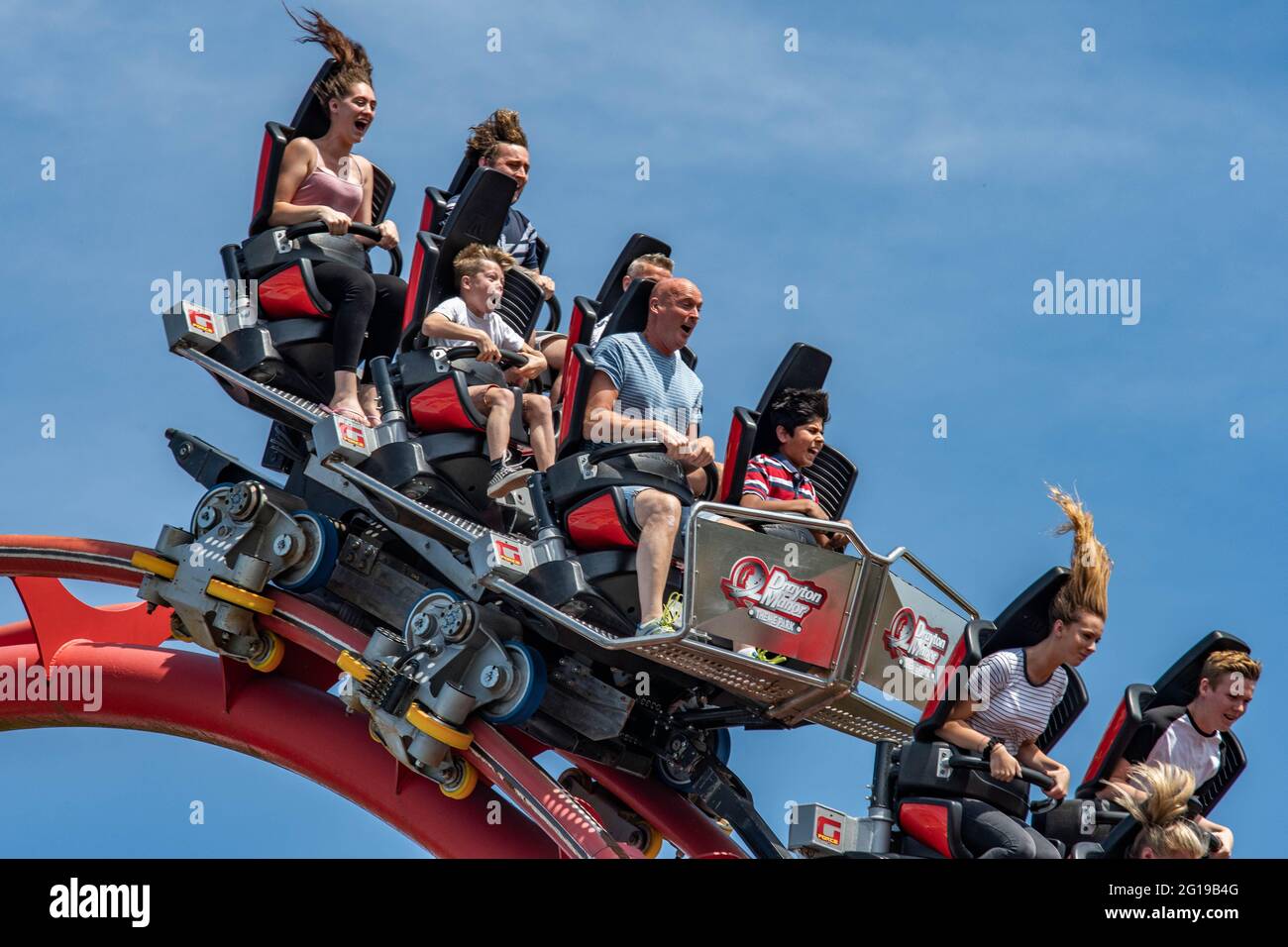 Die nun entfernte G Force GForce Rollercoaster im Drayton Manor Theme Park Tamworth Stockfoto