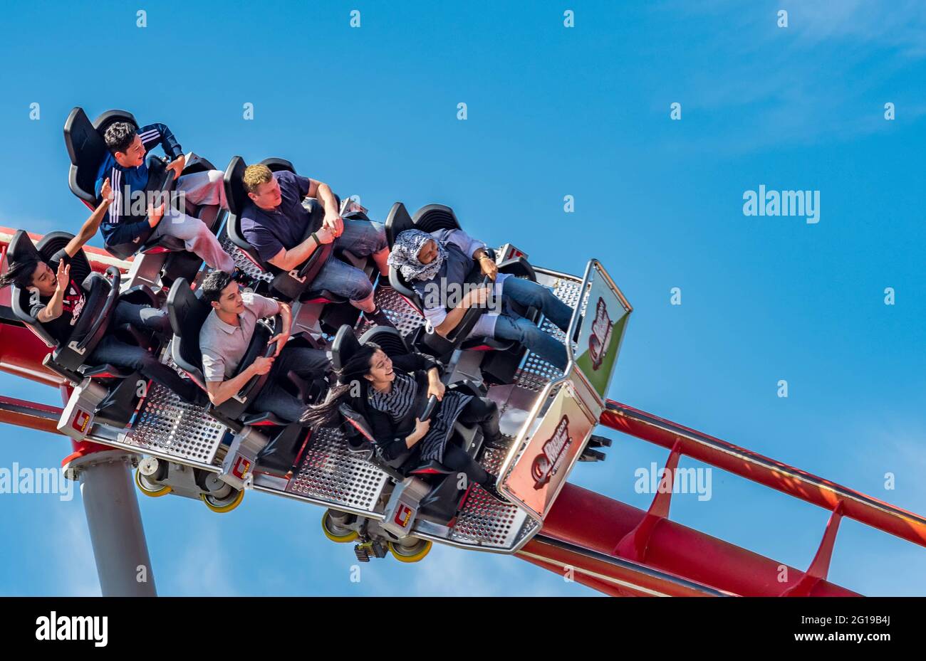 Die nun entfernte G Force GForce Rollercoaster im Drayton Manor Theme Park Tamworth Stockfoto