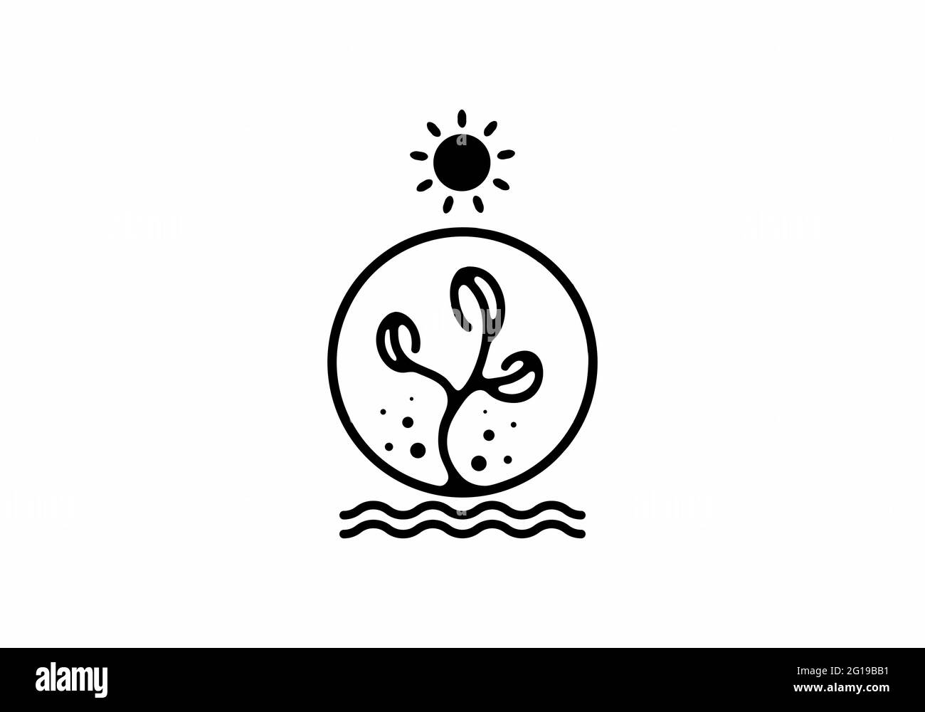 Wachsende Kräuter Linie Kunst Illustration Design Stock Vektor