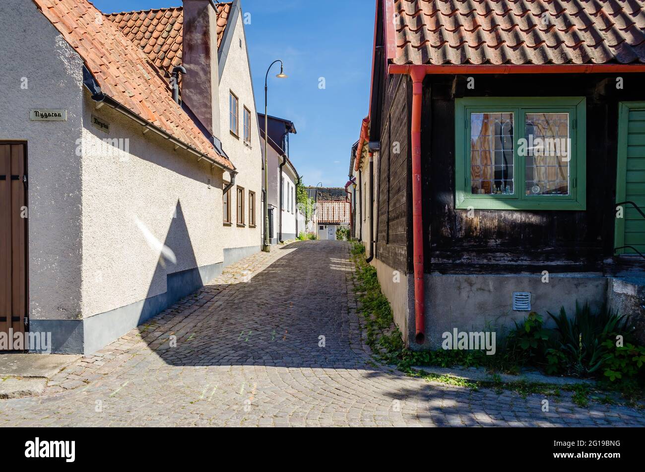 Murgränd in Visby. Stockfoto