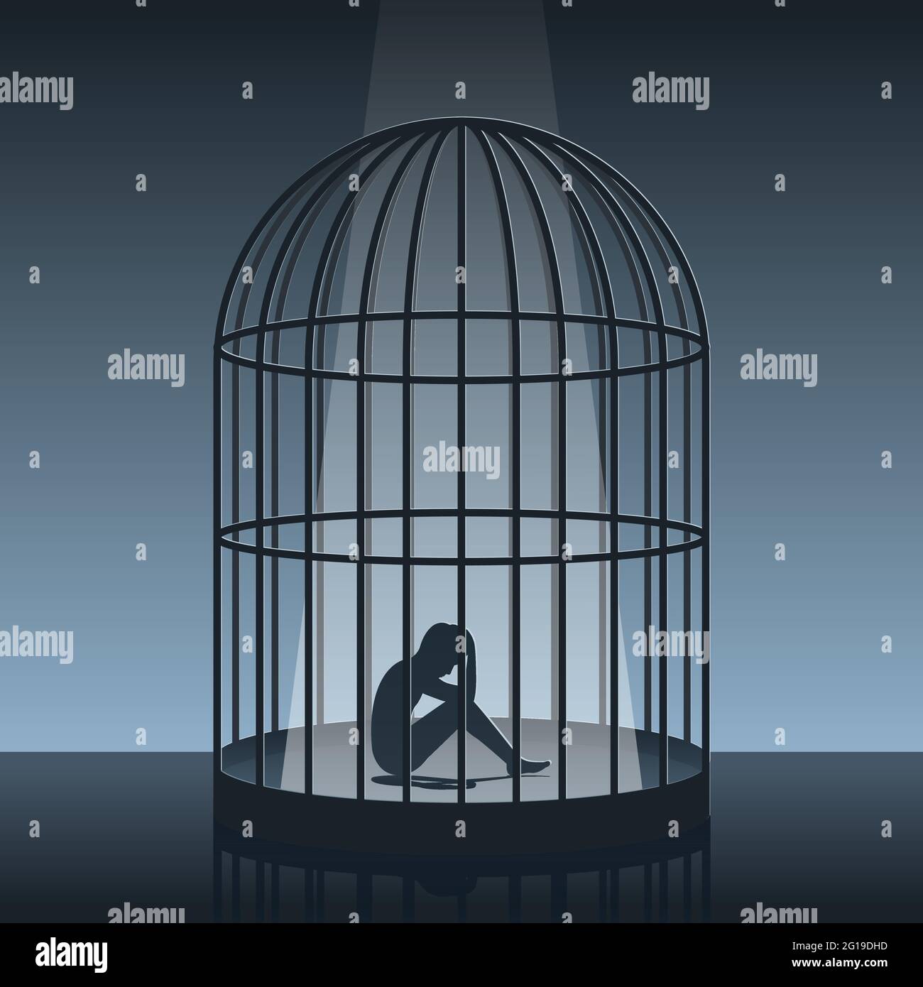 Silhoutte erzählen Geschichte Kunst des Menschen im Käfig,  Vektor-Illustration Stock-Vektorgrafik - Alamy