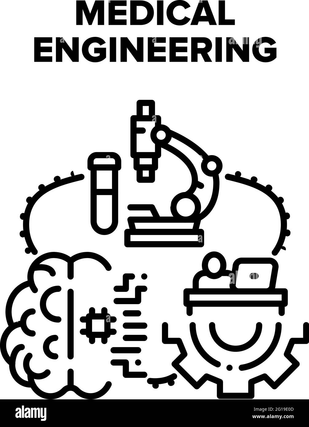 Medical Engineering Process Vector Schwarz Illustration Stock Vektor