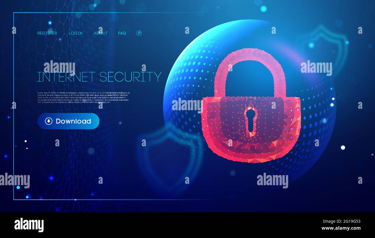 Cyber-Sicherheit rote Sperre. Sphere Shield Internet-Schutz. Antivirus-Hintergrund. EPS 10 Stock Vektor
