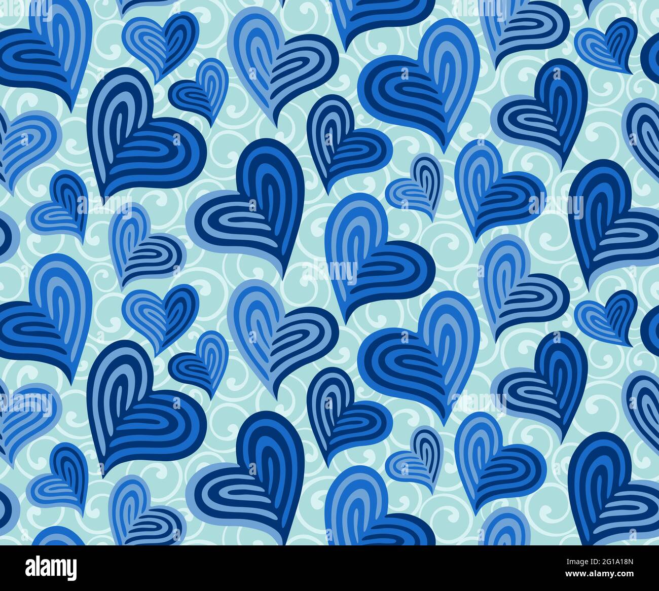Nahtloses Muster mit schönen Herzen in 5 Farben Stockfoto