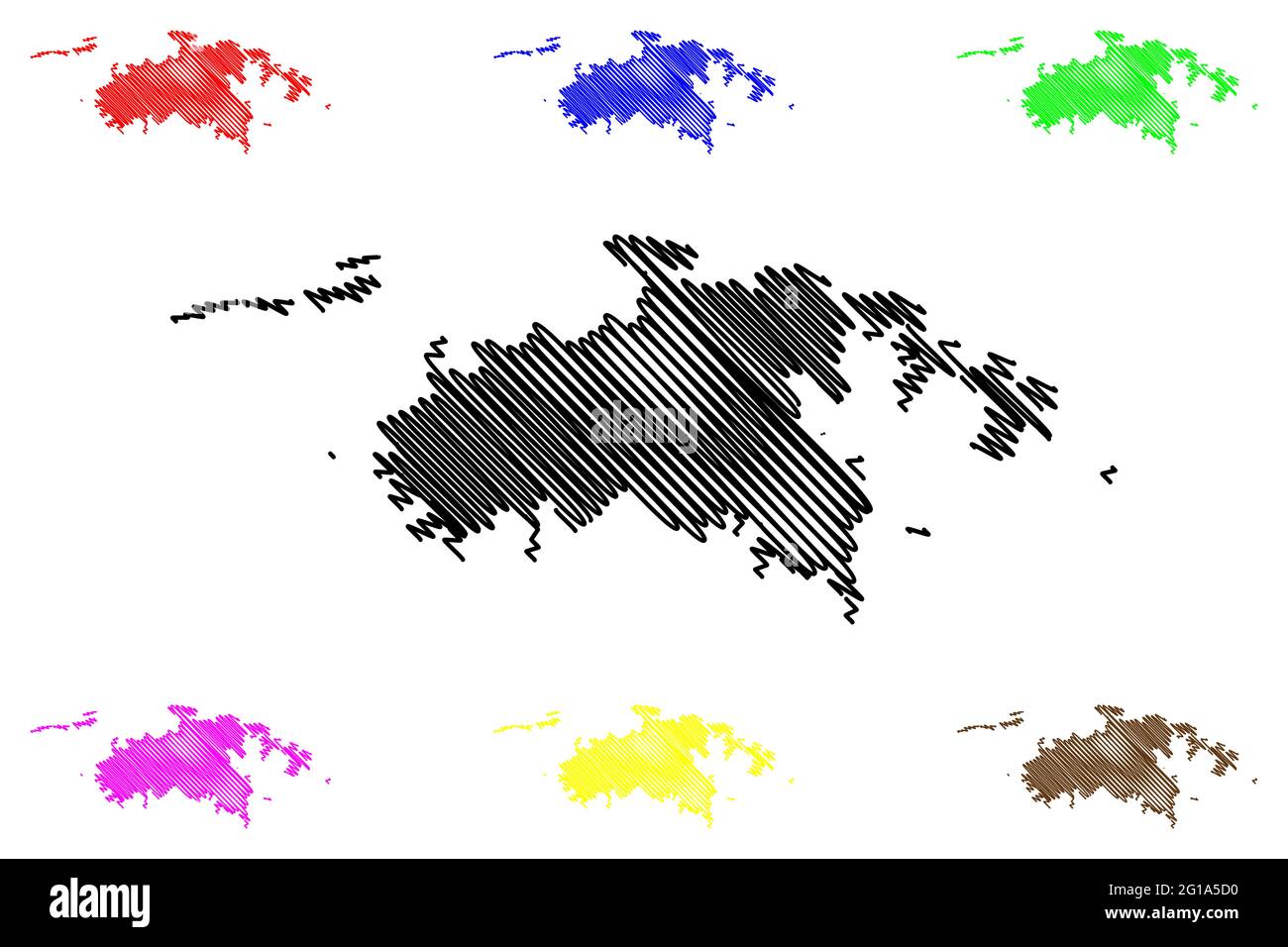 Saint John District, United States Virgin Islands (U.S. County, United States of America, USA, U.S., US) Kartenvektordarstellung, Scribble Skizze St. Stock Vektor