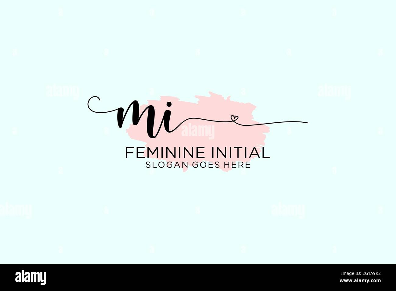 MI Beauty Monogramm und elegantes Logo Design Handschrift Logo der ersten Unterschrift, Hochzeit, Mode, Blumen und botanische mit kreativen Vorlage. Stock Vektor