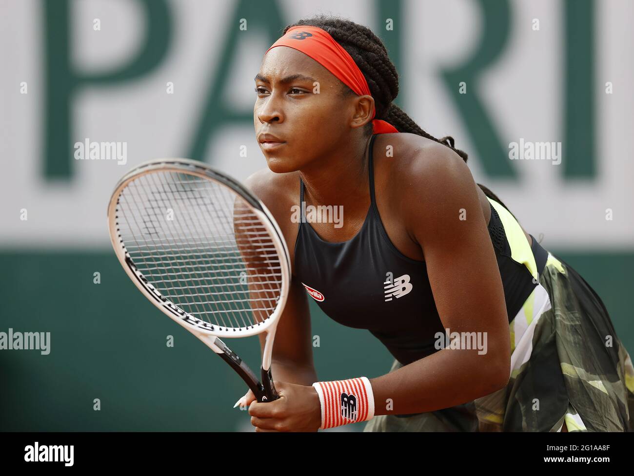 Coco Gauff aus den Vereinigten Staaten während des Roland-Garros 2021, Grand Slam Tennisturniers am 5. Juni 2021 im Roland-Garros Stadion in Paris, Frankreich - Foto Nicol Knightman / DPPI / LiveMedia Stockfoto