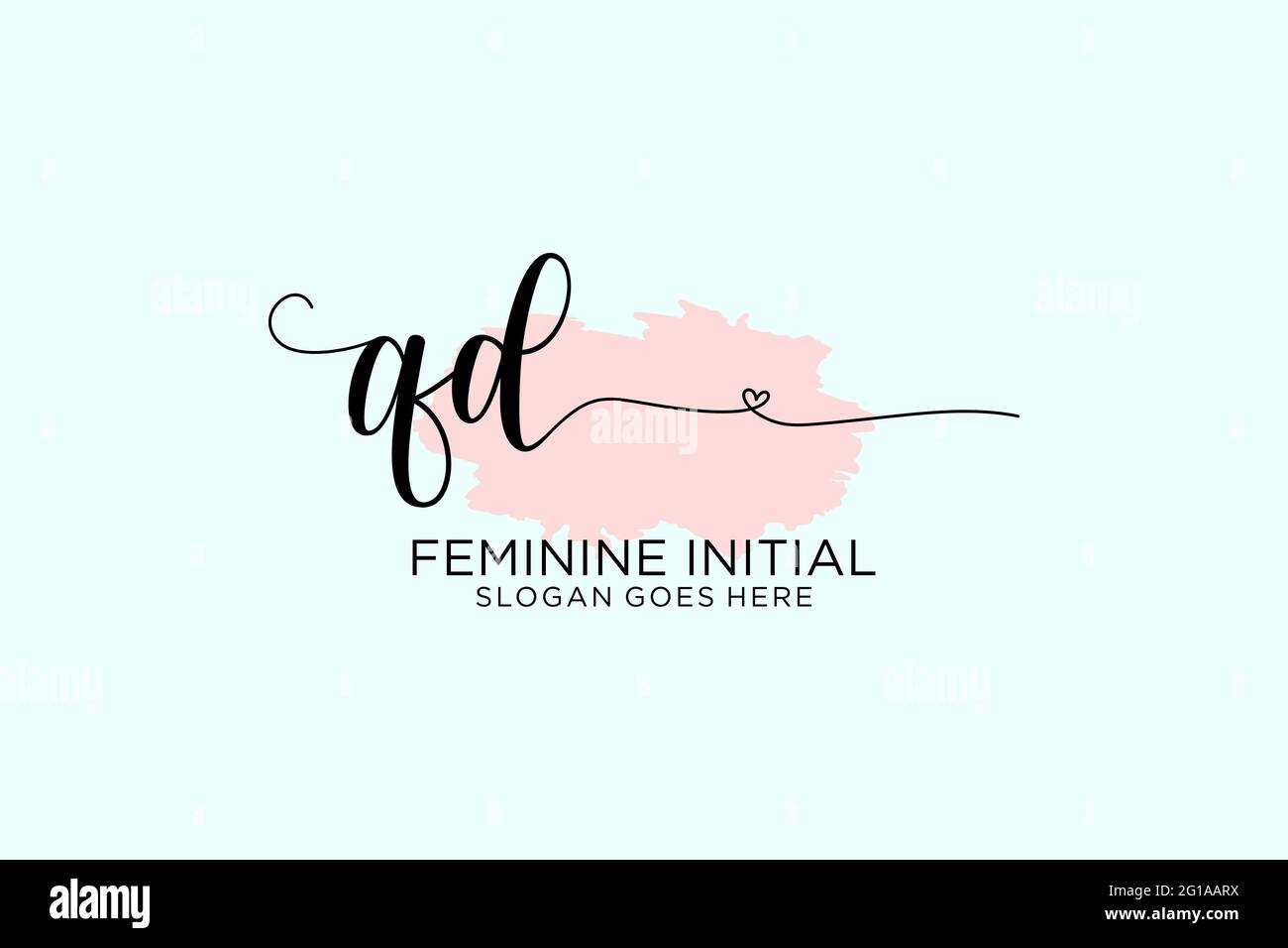 QD Beauty Monogramm und elegantes Logo Design Handschrift Logo der ersten Unterschrift, Hochzeit, Mode, Blumen und botanischen mit kreativen Vorlage. Stock Vektor