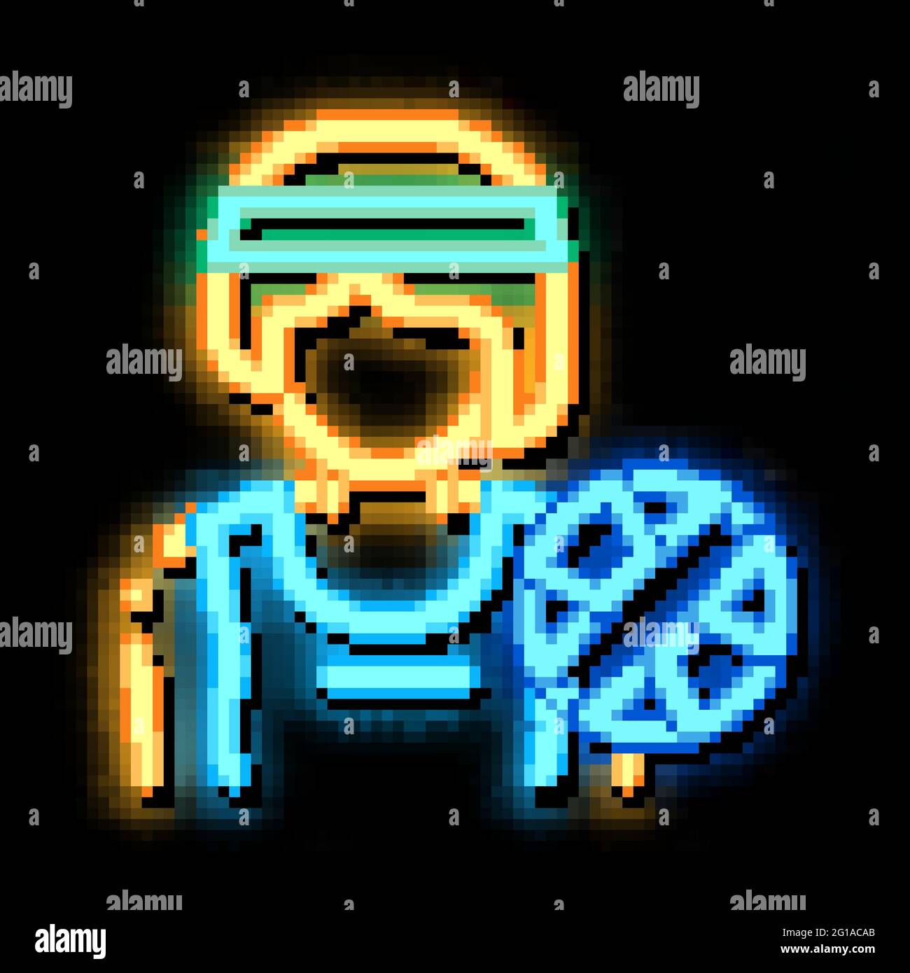 Abbildung des Neon-Leuchtsymbols der Volleyball-Spielerin Stock Vektor