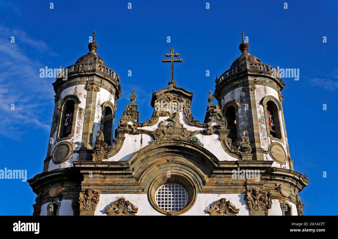 Barockkirche (Detail) in Sao Joao del Rei, Brasilien Stockfoto