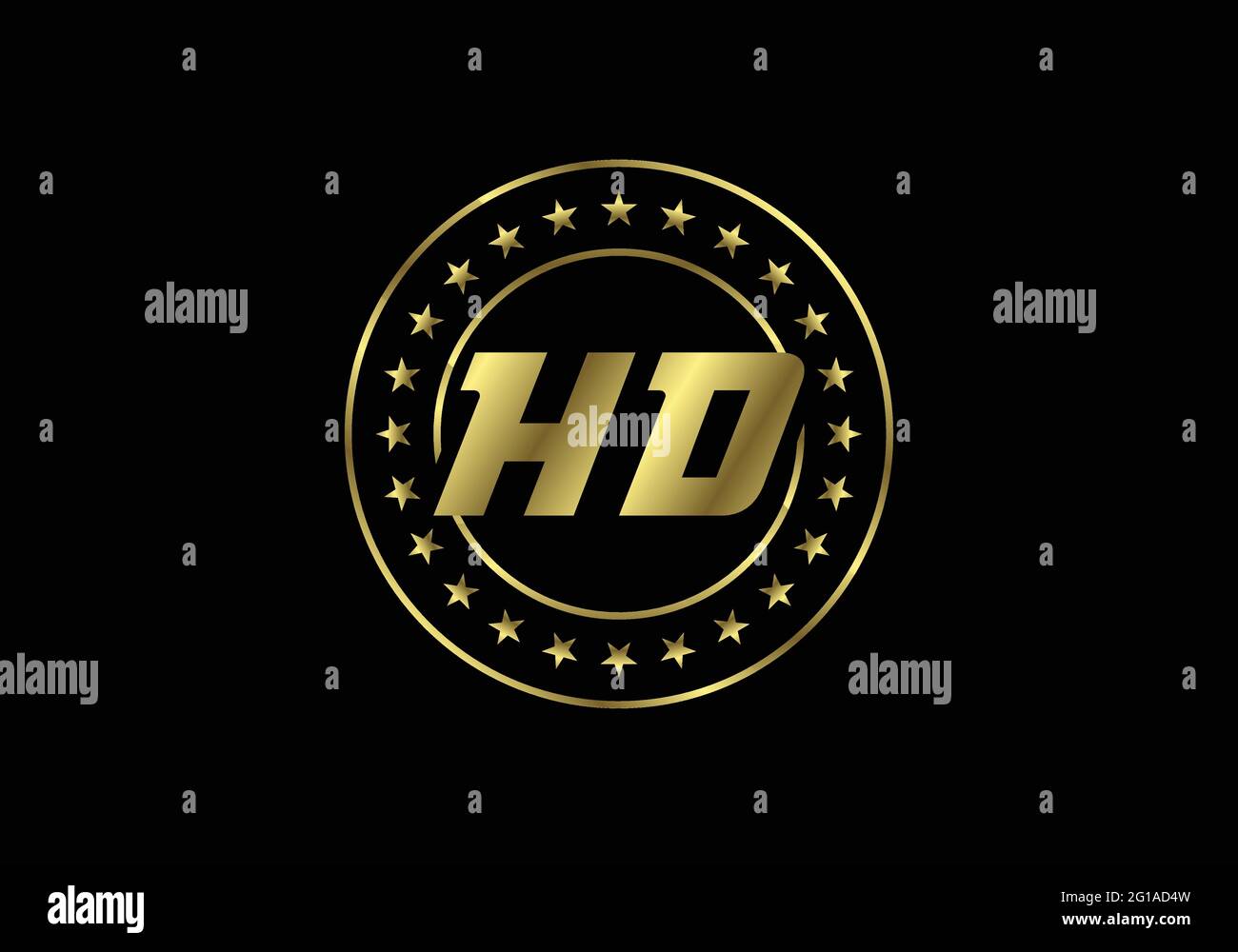 Golden HD Video Resolution Icon Logo, High Definition TV / Game Screen Monitor Display Label, HD Label Web-Taste. Stock Vektor