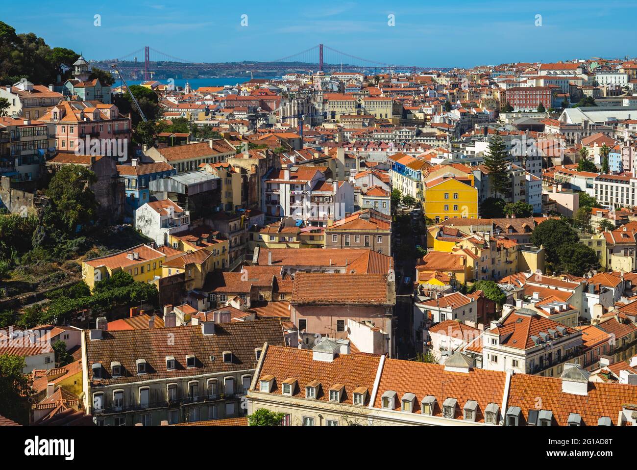 25. April Brücke und lissabon Skyline, die Hauptstadt von portugal Stockfoto