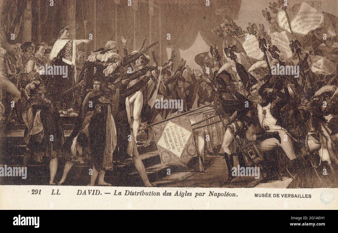 Distribution des Aigles aux régiments par Napoléon Stockfoto