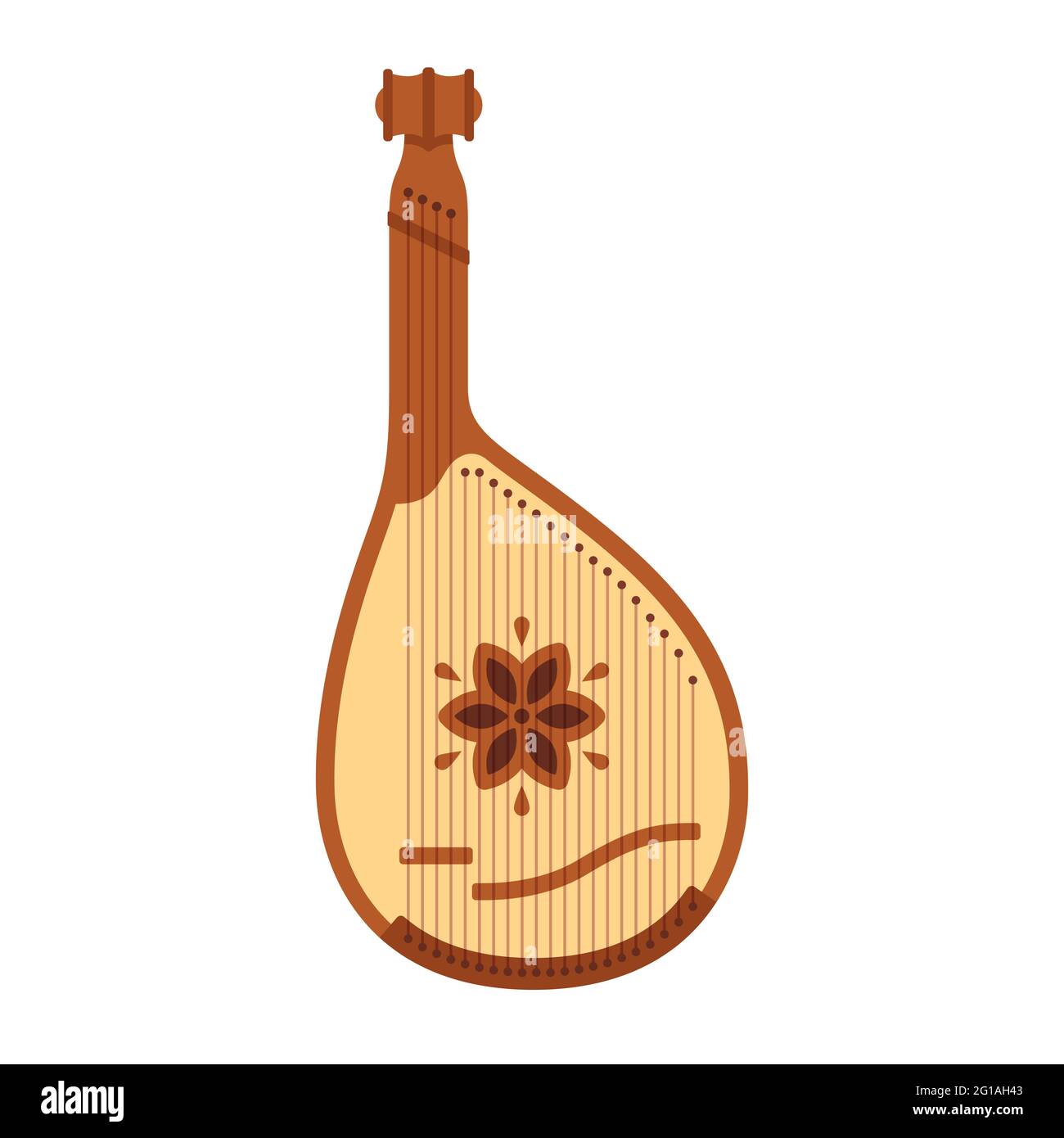 Bandura, traditionelles ukrainisches Volksinstrument. Einfache Darstellung im flachen Vektorstil. Stock Vektor