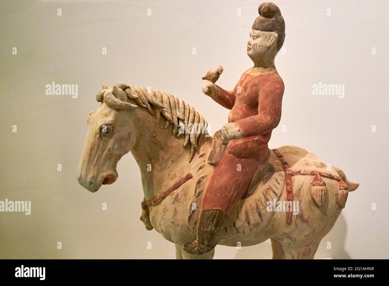 Frankreich, Paris, Guimet Museum, Reiter mit Vogel, China, Tang-Dynastie, 8. Jahrhundert Stockfoto