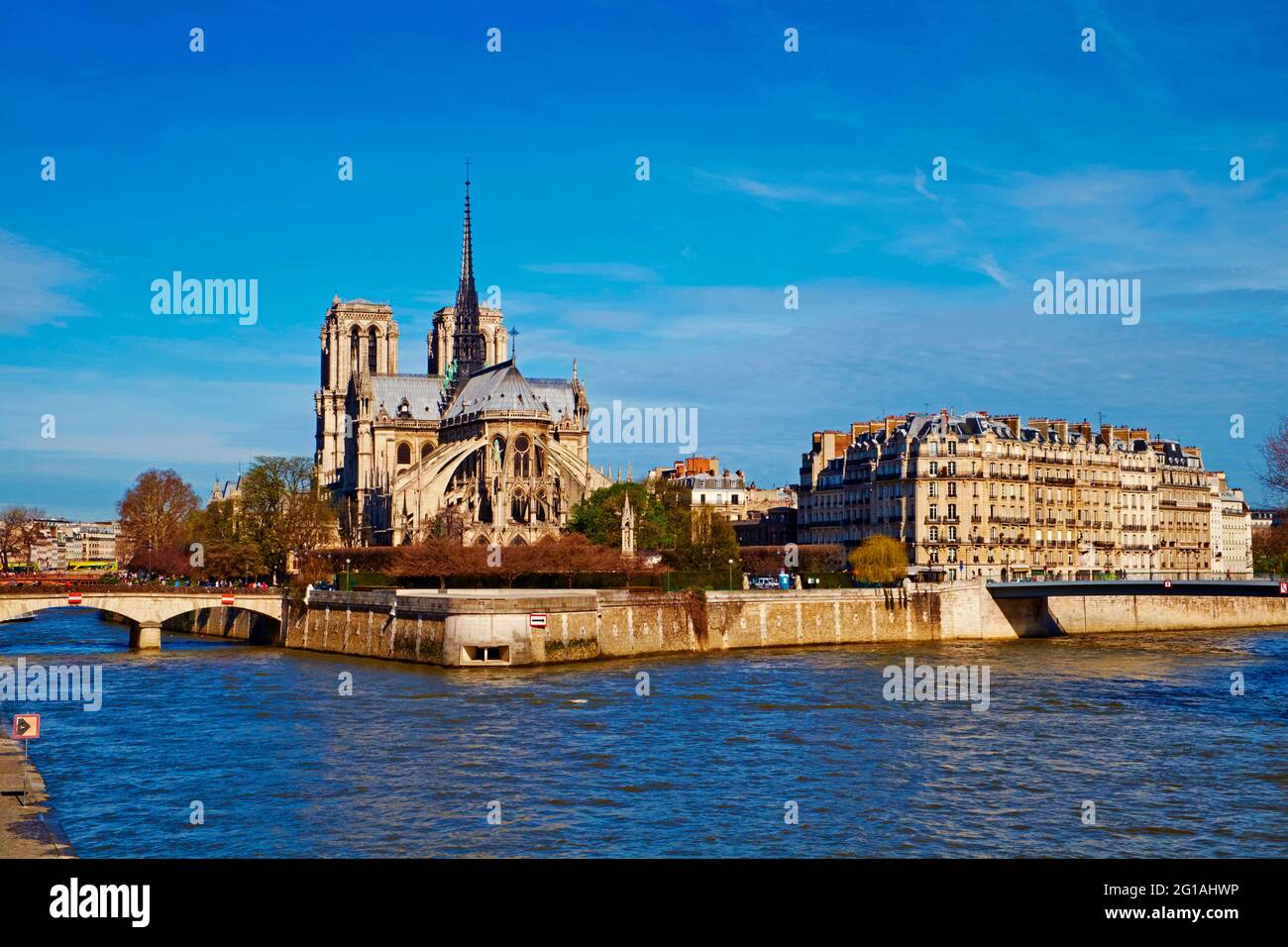 Frankreich, Paris, die seine und die Kathedrale Notre Dame auf der Insel Cité Stockfoto