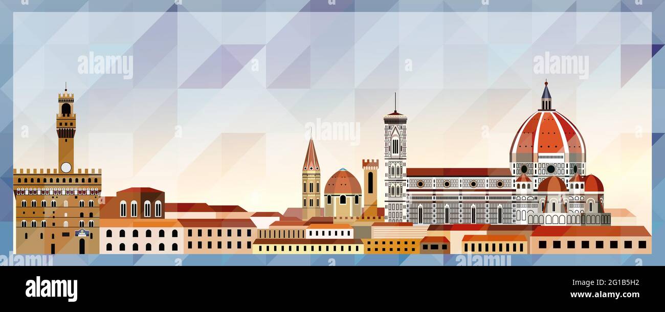 Florenz Skyline Vektor buntes Poster auf schönem dreieckigen Textur Hintergrund Stock Vektor