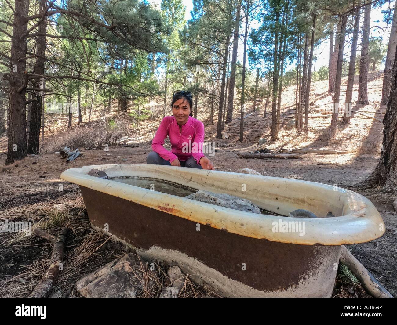 Badewanne Quelle auf Miller Peak, eine Wasserquelle für den Arizona Trail, Arizona, USA Stockfoto