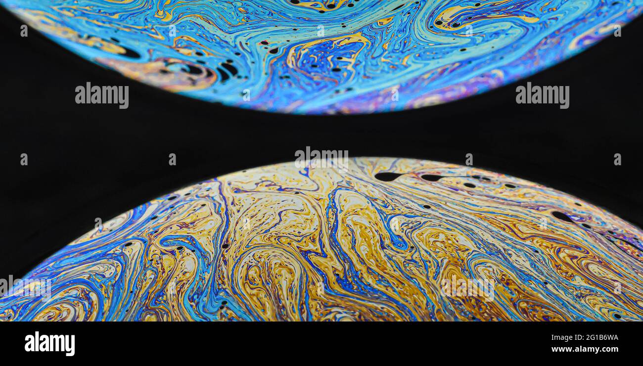 Schöne psychedelisch Abstraktionen auf der Oberfläche Seifenblasen Stockfoto