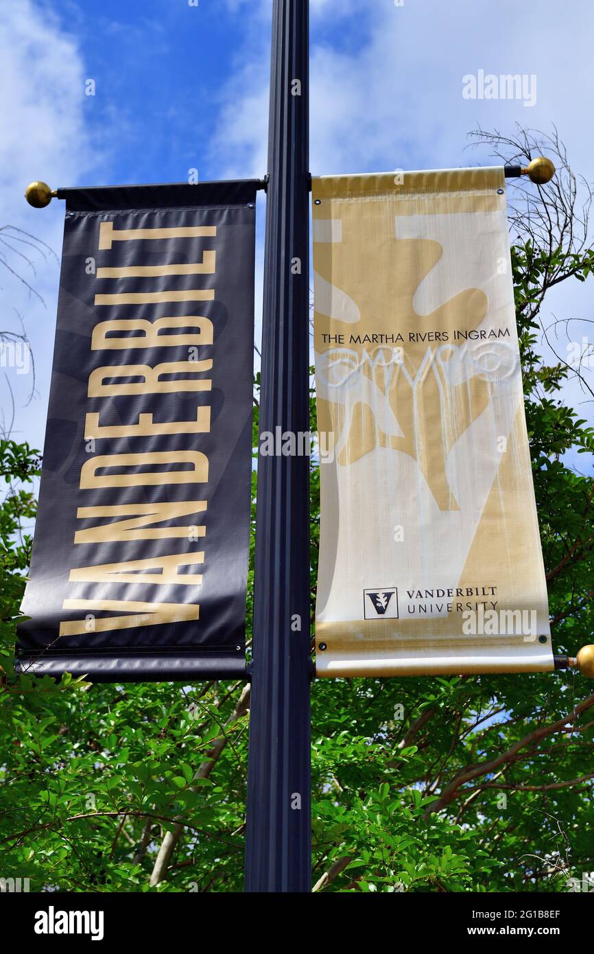 Nashville, Tennessee, USA. Banner auf dem Campus der Vanderbilt University. Stockfoto