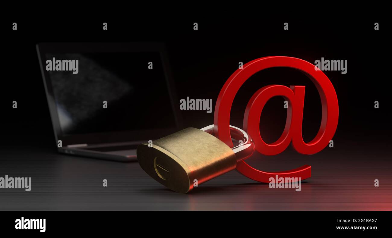 Cybersicherheit Internet-E-Mail-Netzwerke Phishing-Sicherheit, Verschlüsselte Passwortgeschützte Informationen Stockfoto