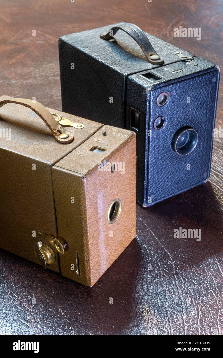 Alte Kodak Boxkameras, USA Stockfoto