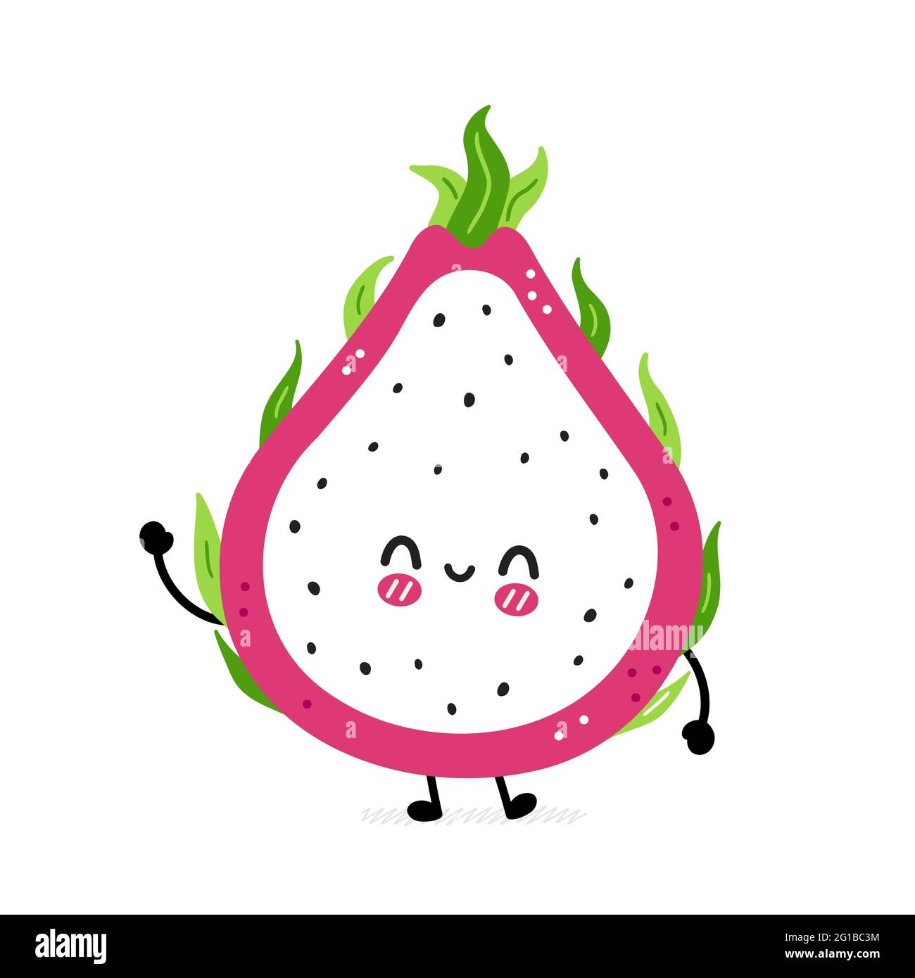 Nette lustige Drachenfrucht. Vektor Hand gezeichnet Cartoon kawaii Charakter Illustration Symbol. Isoliert auf weißem Hintergrund. Drachenfrucht, exotisches Food-Charakter-Konzept Stock Vektor