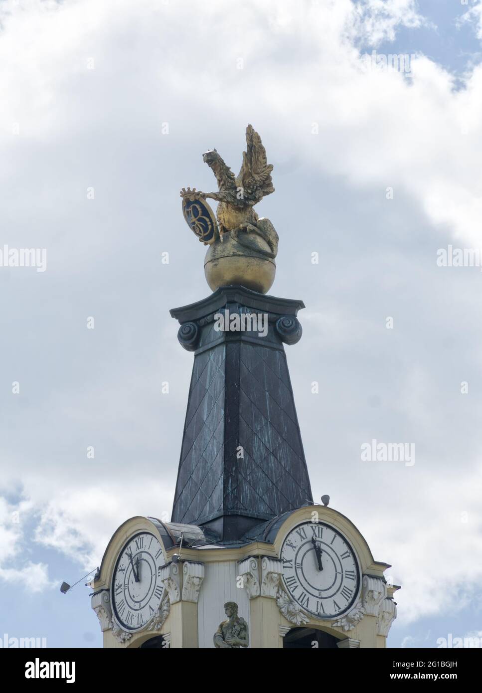 Detail des Haupttores, Tor des Griffins des Branicki-Palastes in Bialystok, Polen, Europa. Stockfoto