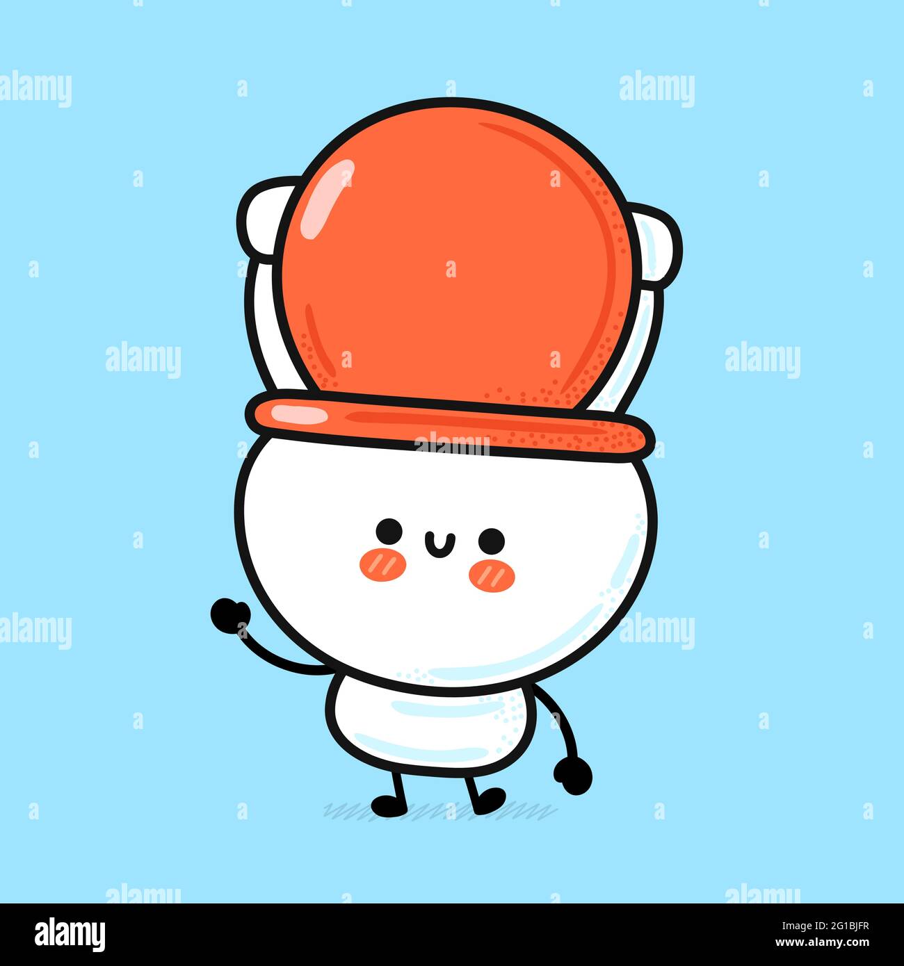 Nette lustige glücklich weiße Toilettenschüssel. Vektor Hand gezeichnet Cartoon kawaii Charakter Illustration Symbol. Lustige Cartoon WC, Toilettenschüssel Maskottchen Charakter Konzept Stock Vektor