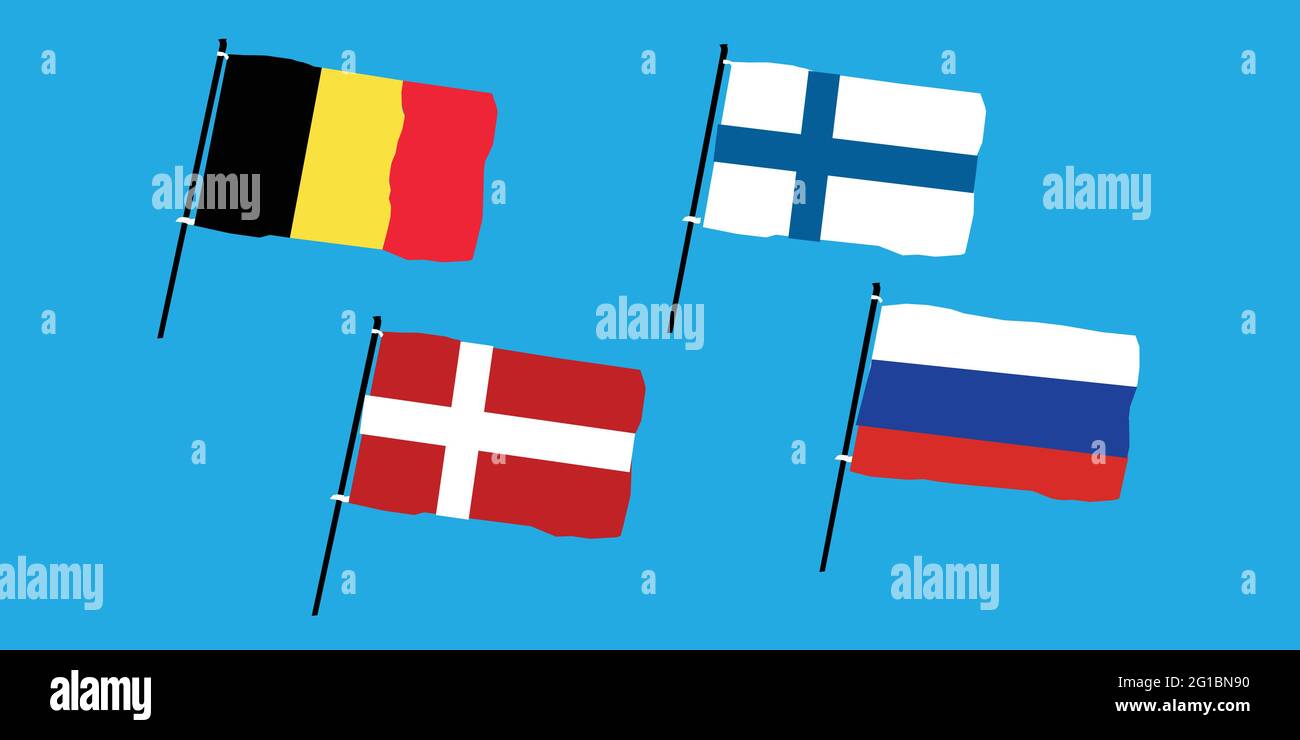 Gruppenphase des europäischen Fußballturniers. 2020 Euro Fußballmeisterschaft Flagge Stock Vektor