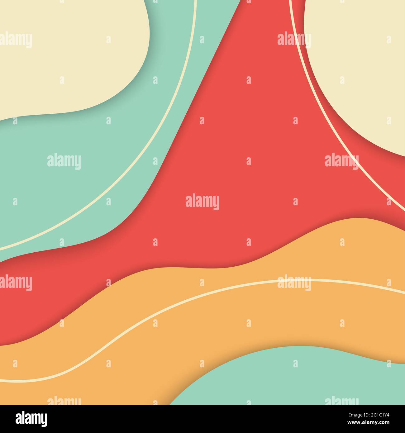 Pastell Papier geschnitten abstraktes Design Hintergrundvorlage mit Sommerfarbe Stockfoto