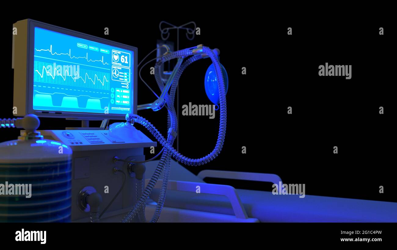 ITS-Lungenventilator isoliert, moderne medizinische 3d-Illustration Stockfoto