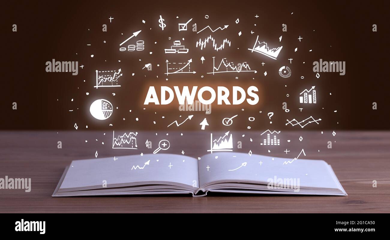 Business Inschrift aus einem offenen Buch Stockfoto