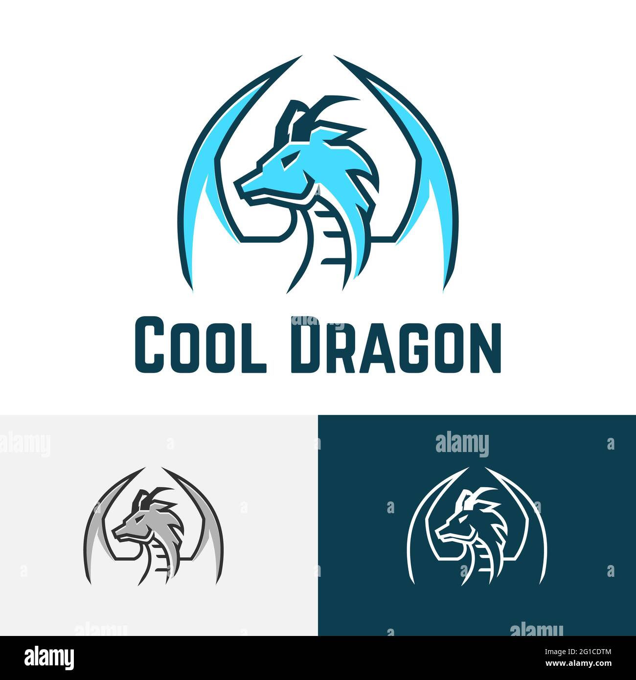 Blue Cool Ice Dragon Esport Game Logo-Symbol Stockfoto