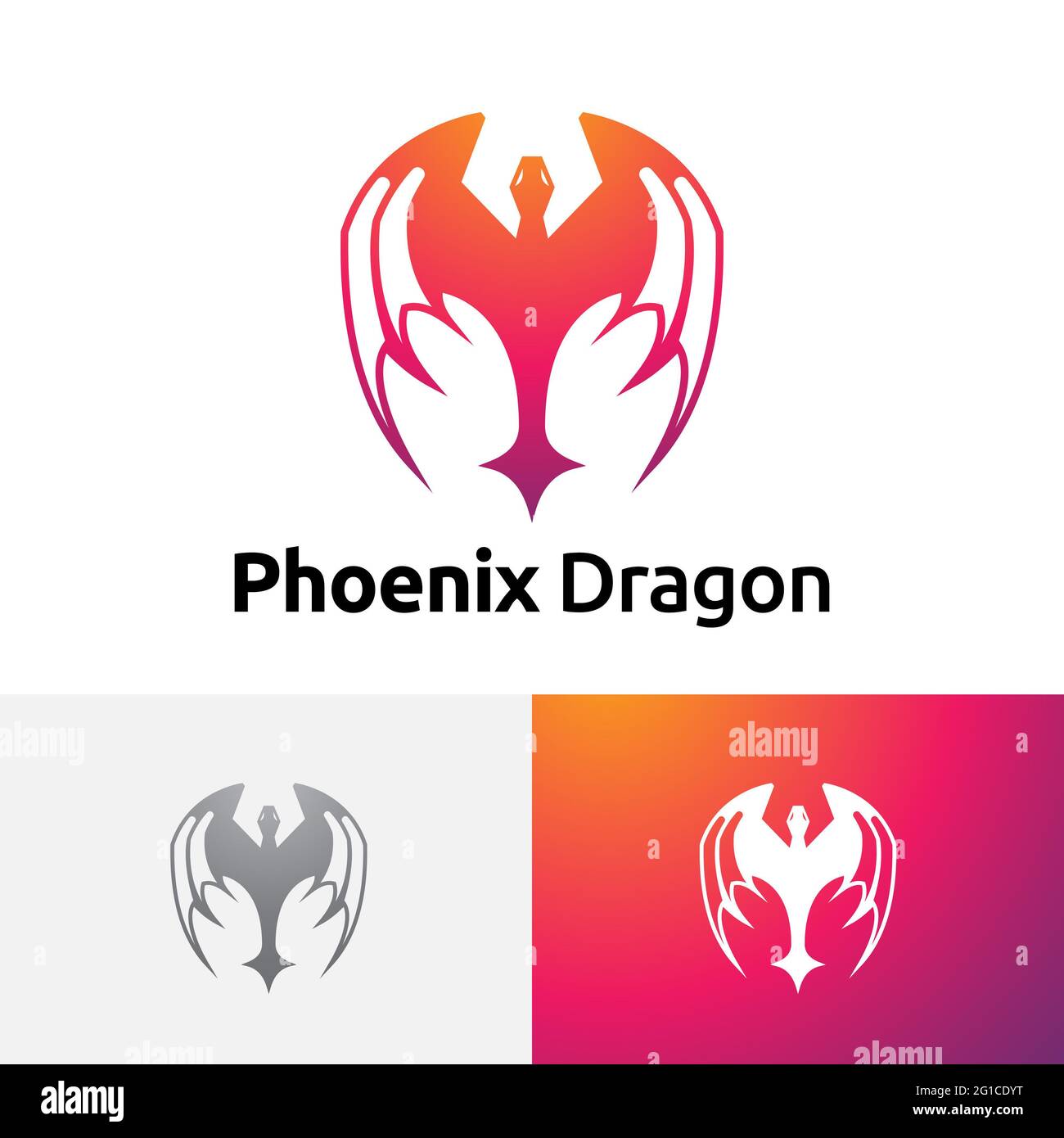Fire Phoenix Bird Dragon Wings Logo-Symbol Stockfoto