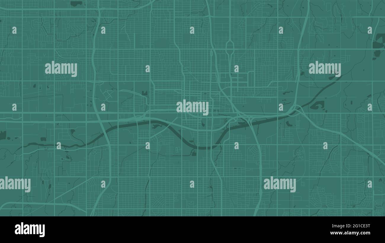 Green Oklahoma City Gebiet Vektor Hintergrundkarte, Straßen und Wasser Kartographie Illustration. Breitbild-Proportion, digitale Flat-Design-Streetmap. Stock Vektor