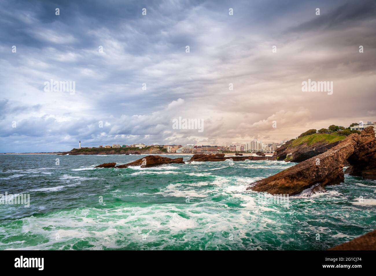 biarritz Skyline vom rocher de la vierte Stockfoto