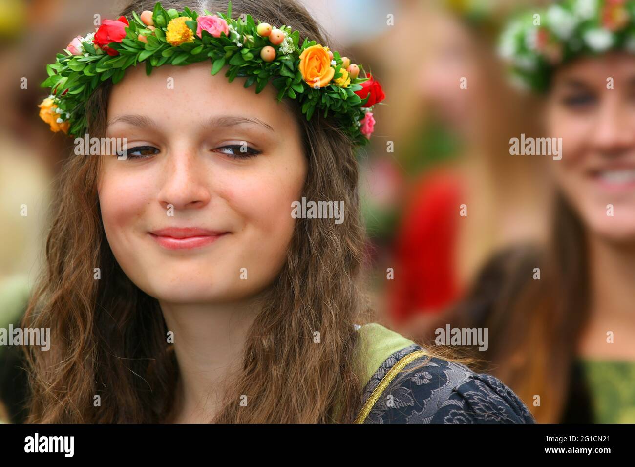 Landshuter Hochzeit, Bayern, Deutschland, Landshuter Fürstenhochzeit ist das größte Mittelalterfest Europas mit wunderschönen Edeldamen! Stockfoto