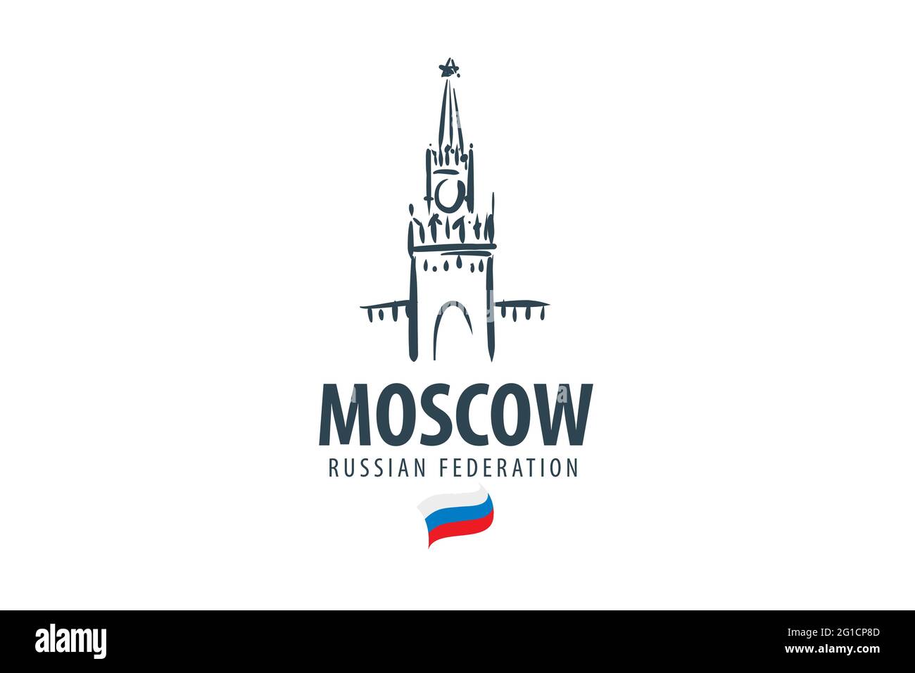 Vektor Russland Zeichen von Hand auf weißem Hintergrund gezeichnet Stock Vektor