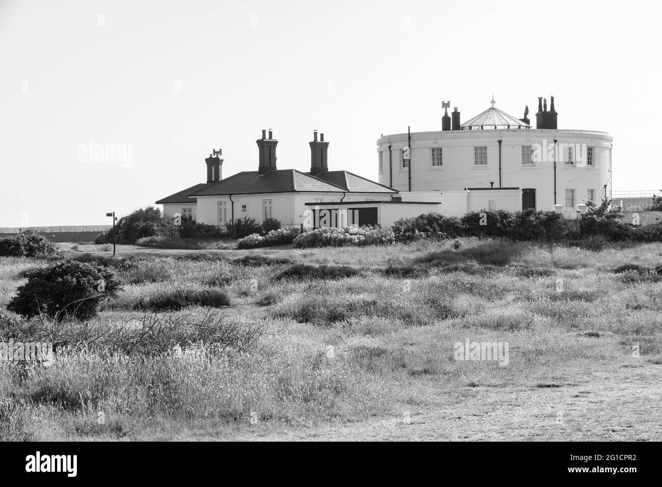 In der Nähe des alten Leuchtturms in Dungeness, Kent, England, Großbritannien. Stockfoto